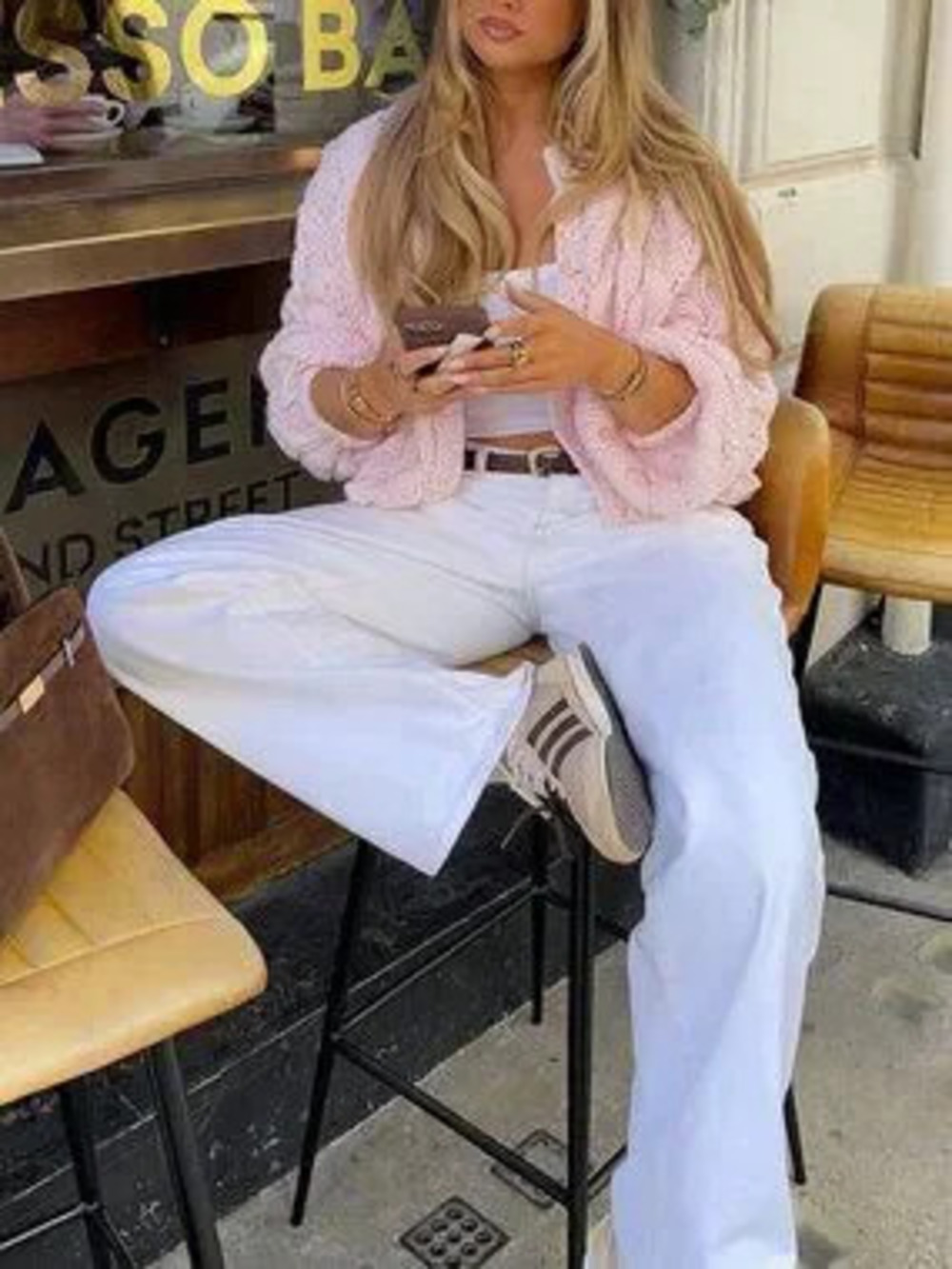 Pink Casual Women's Chunky Knit Cardigan